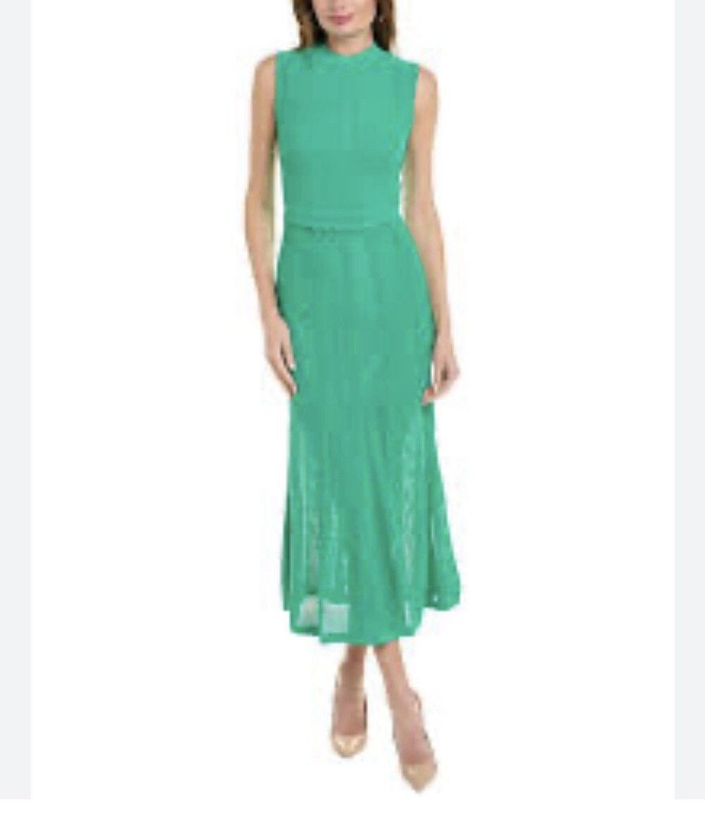THE KOOPLES Scalloped Rib Knit Maxi Dress Sz M Emerald Green Romantic MSRP $415 - Picture 8 of 15